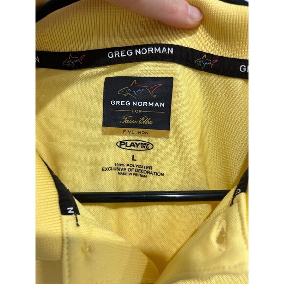 Greg Norman Yellow Polo Shirt Mens Short Sleeve Embroidered Logo Sz L - Picture 4 of 7